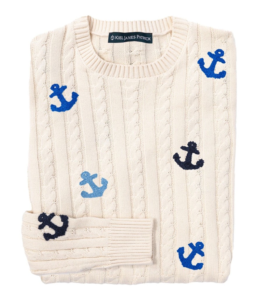 Kiel James Patrick Anchors Away Cable Knit Sweater Hot