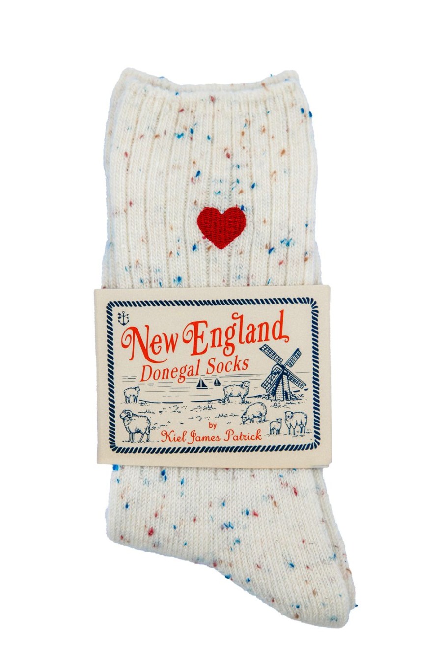 Kiel James Patrick Cream Heart Donegal Socks New