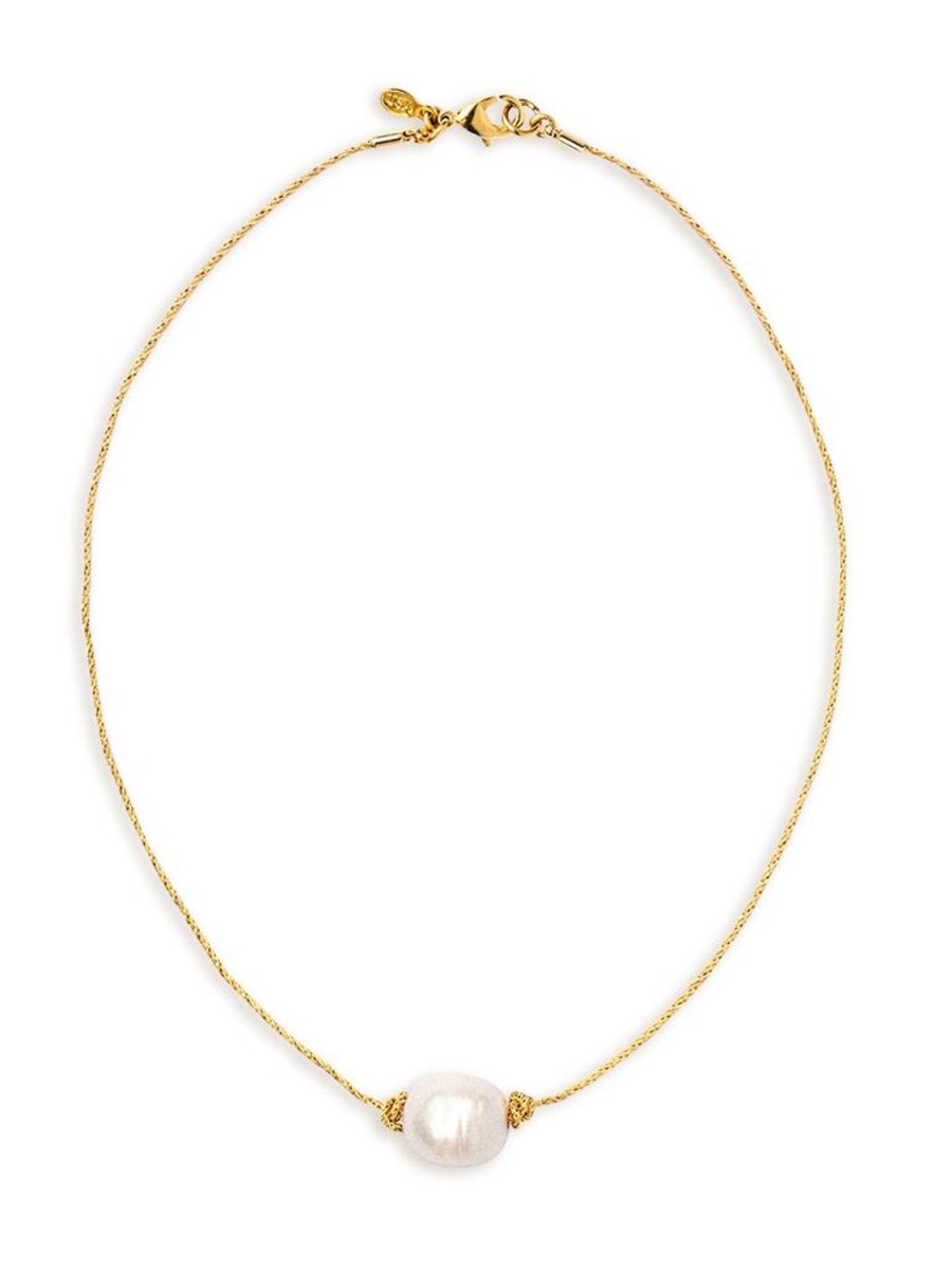 Kiel James Patrick Golden Tide Pearl Knot Necklace New